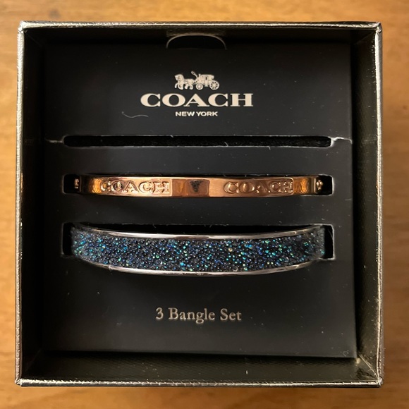 Coach 2pc Stone Sparkle Bangle Bracelet Jewelry Set Multicolor - Picture 1 of 5